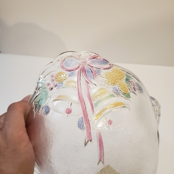 Mikasa Holiday Bells Decorative Basket Glass Frost - Picture 2 of 10